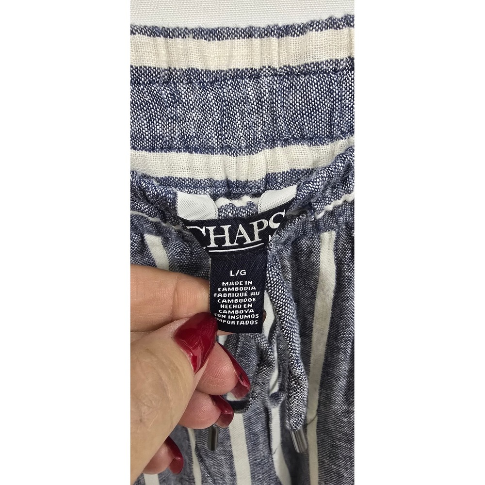 Chaps women L linen‎ blend wide leg straight pull on pants vacation beach resort - Picture 6 of 9